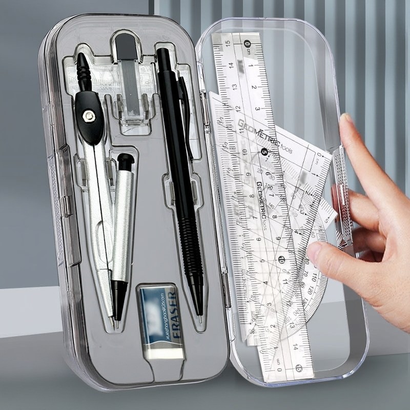Sgirl 제도용 컴퍼스 룰러 각도기 삼각자 8종 세트 시험 필수 아이템 수학교구 세트, 1세트, 현재가 8,680원