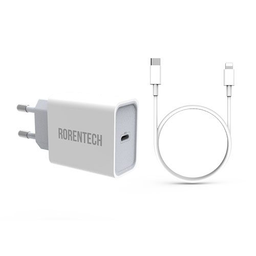 로랜텍 18W PD 고속충전기 + C to PD 라이트닝 케이블 1m 세트 14,900원