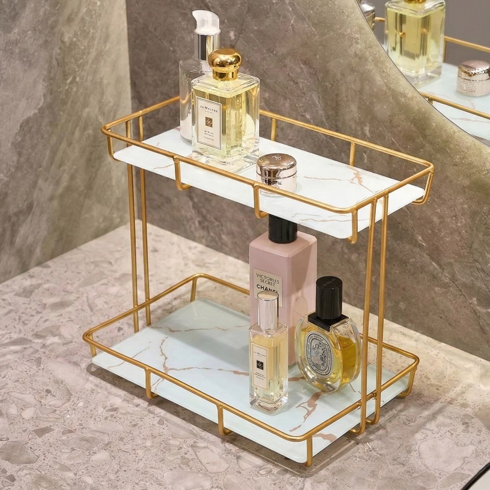 대한만물상 골드프레임 화장품 정리대 인테리어 트레이, 화이트 25,860원