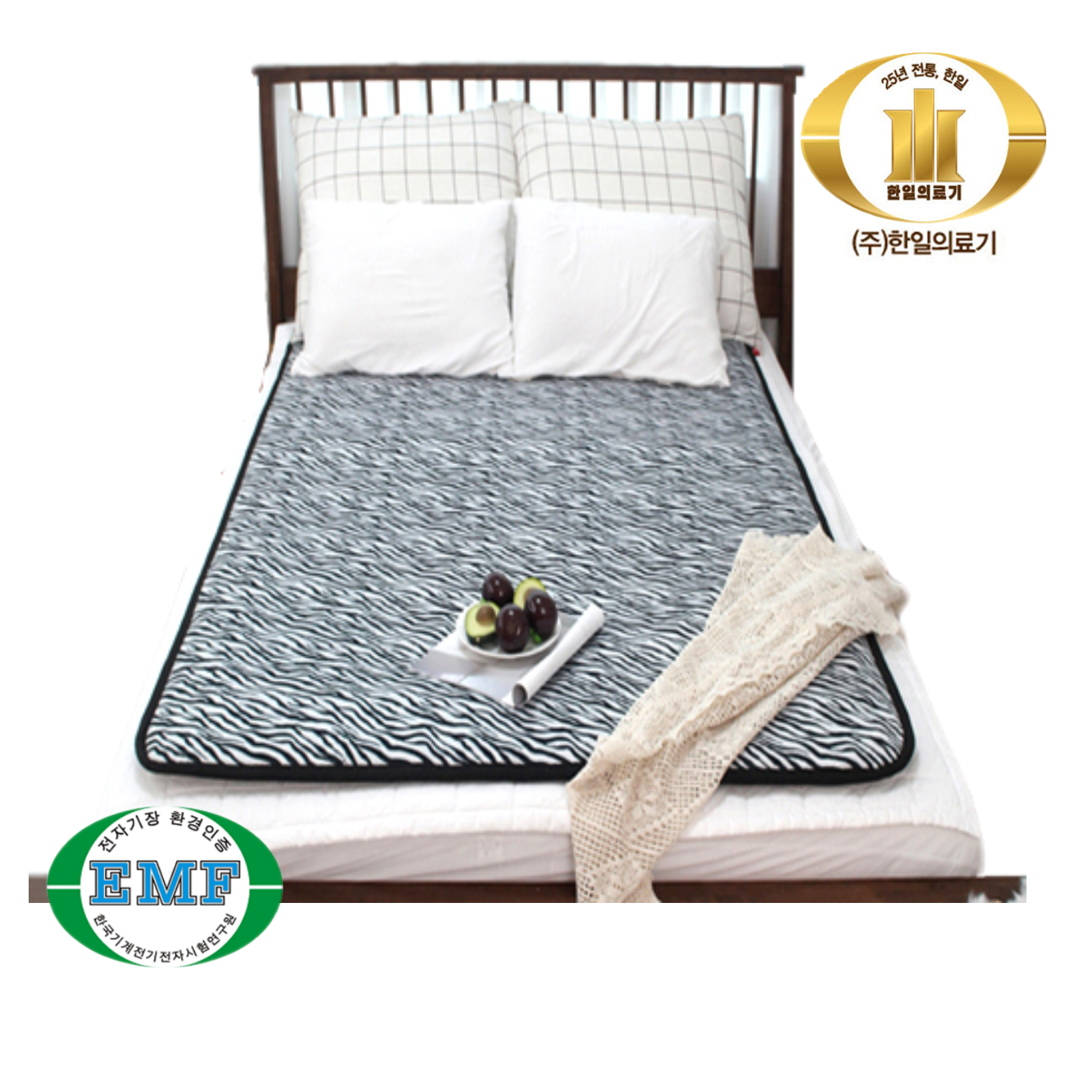 한일의료기 탄소피복 침대용 카본 온열매트 전자파걱정없는 EMF인증 전기매트  지브라 75,000원
