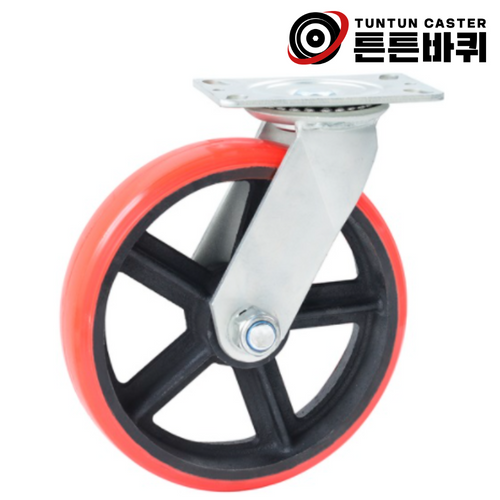 튼튼바퀴 8인치 우레탄바퀴 고하중 고중량 산업용 공업용 캐스터 고정 회전 브레이크 운반구 공장 물류용 대형, 1개 35,200원