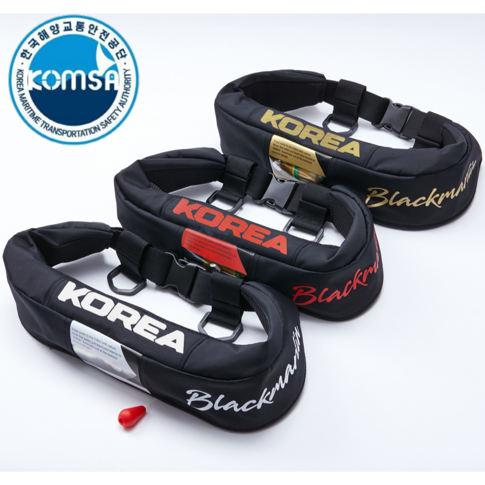 블랙마린 허리벨트형 자동팽창식 구명조끼 해양수산부 형식승인 착용성향상형 KOMSA 콤사 선상 배낚시 낚시 갯바위 성인 바다 125,000원