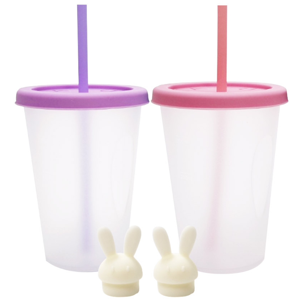 아가프라 심쿵빨대컵2P세트+토끼마개, F타입(퍼플+핑크)+토끼마개2p, 1세트 16,900원