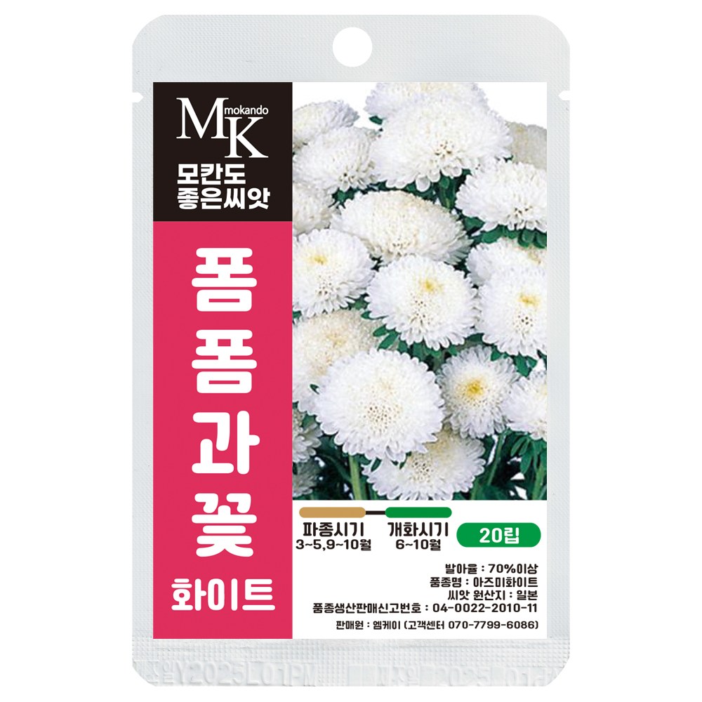 모칸도 좋은씨앗 폼폼과꽃 씨앗 화이트 20립 꽃씨 꽃씨앗, 1개 4,900원