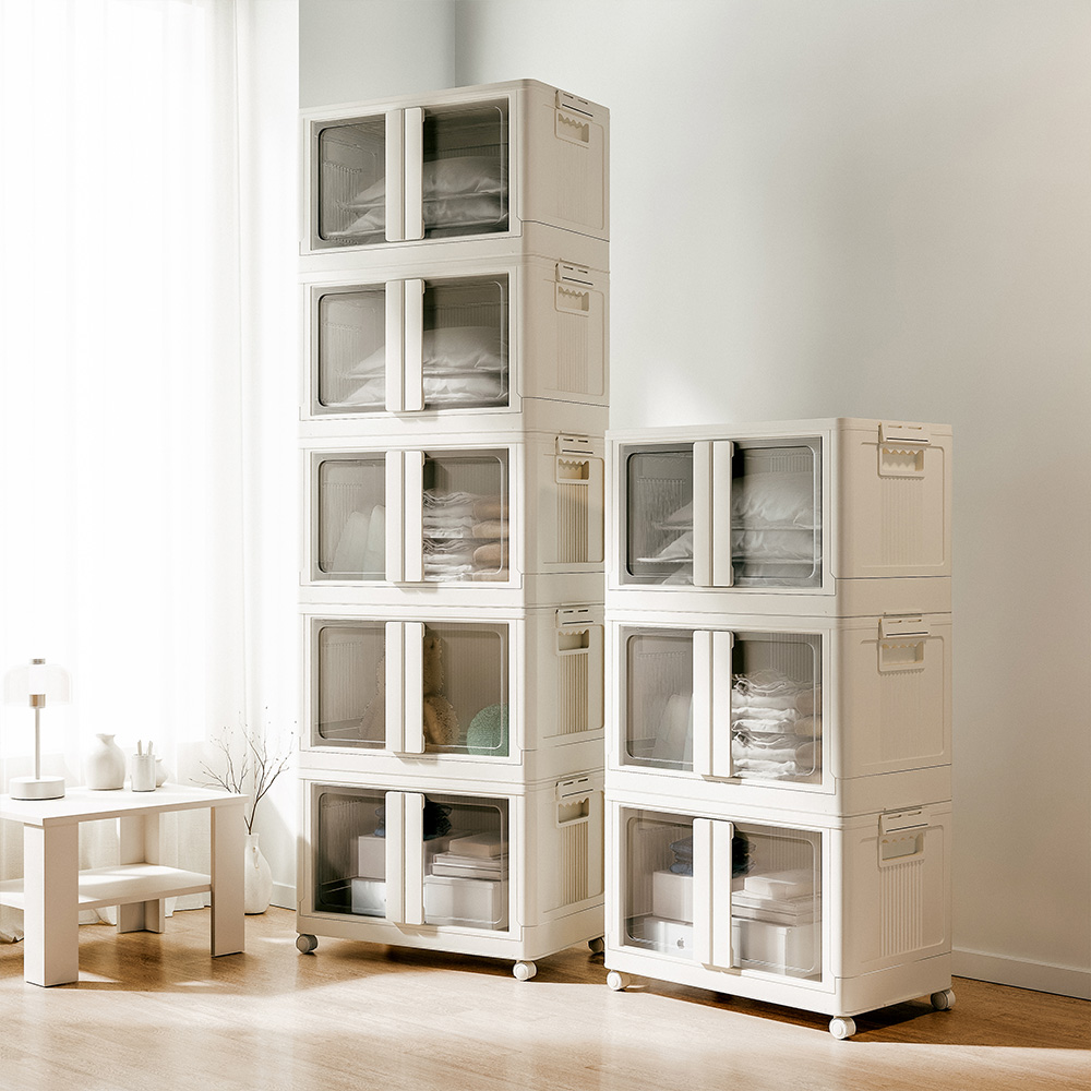 홈비 완전결합 튼튼한 이동식 대용량 적층형 리빙박스, 화이트, 1개 79,900원