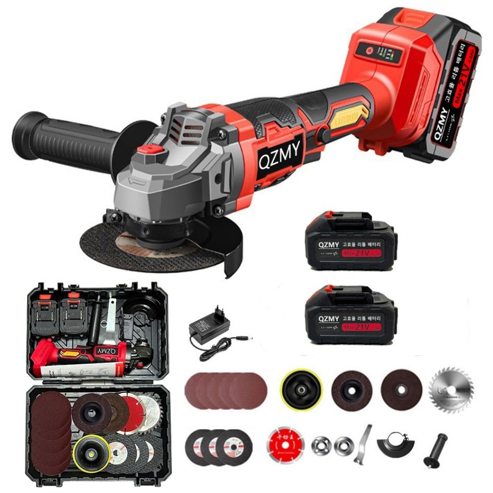 QZMY 21V 독일 기술 무선 충전 4인치 브러쉬리스 모터 핸드 그라인더 전동 마이하오 고급형 4.0Ah배터리2개 (3 가지 모드 조절) 80,100원