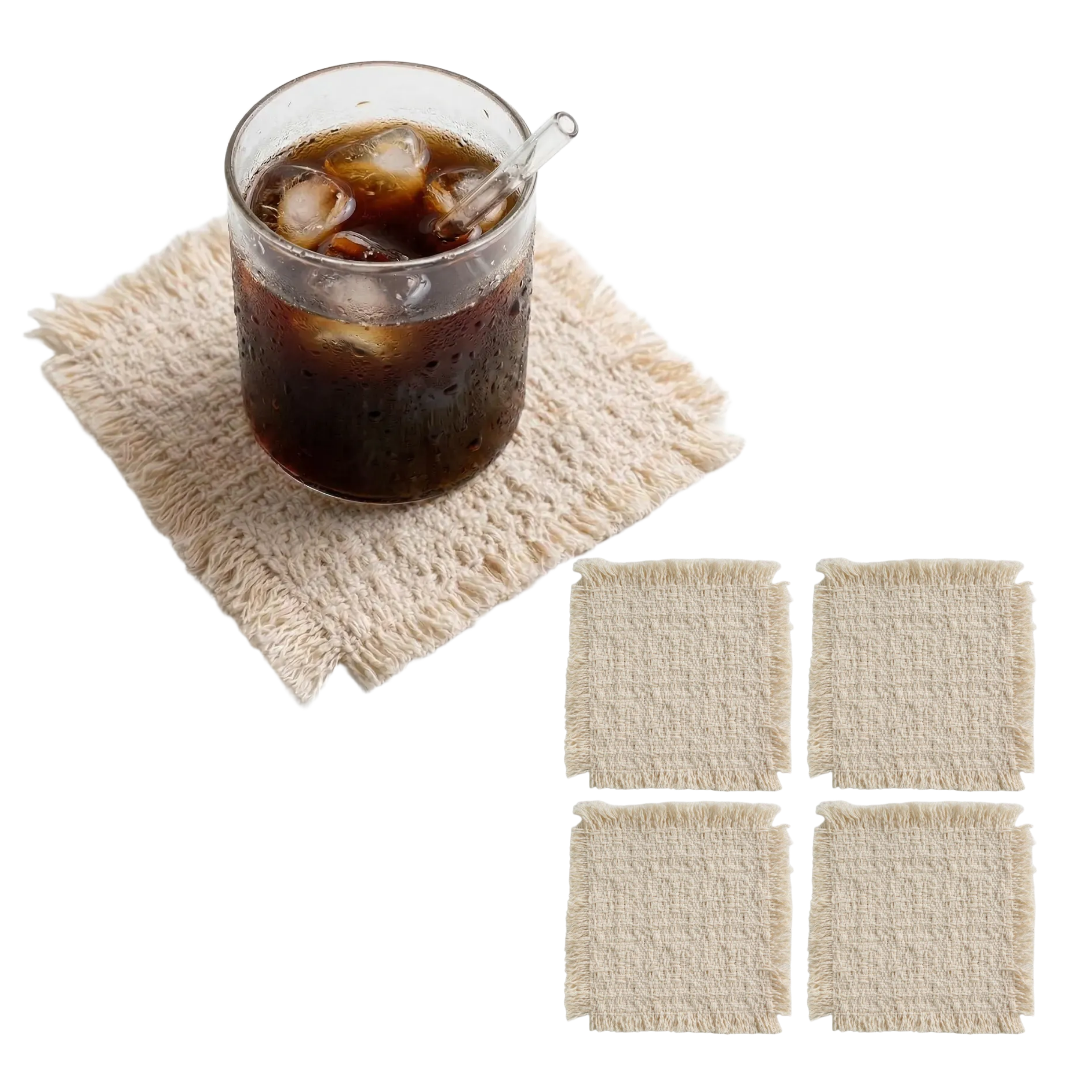 하루테 패브릭 컵받침 티 코스터, 4개, 베이지, 현재가 13,600원