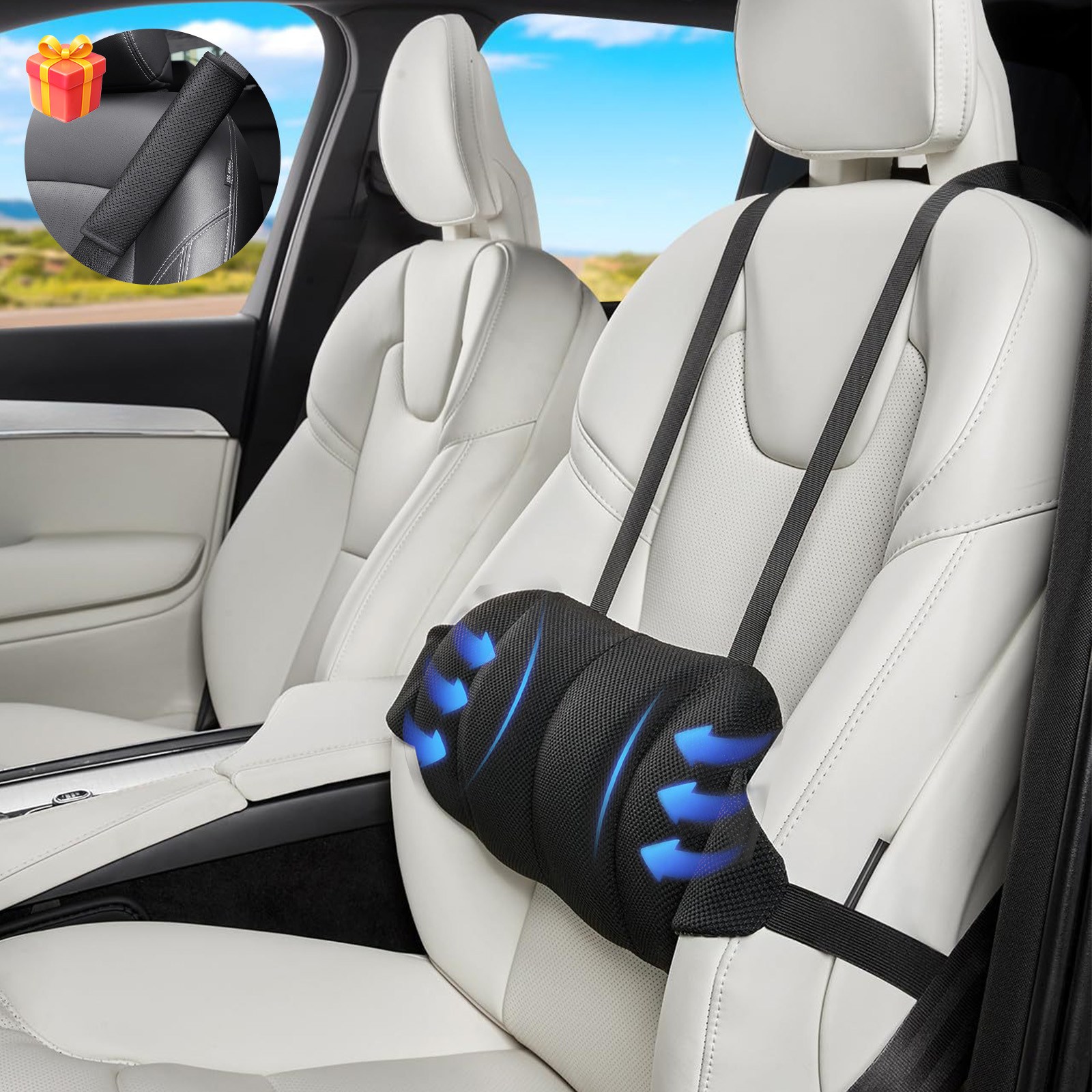 kemei 메모리폼 허리 등 쿠션 인체공학 어깨끈 조절 사무실 차량 겸용 19,890원