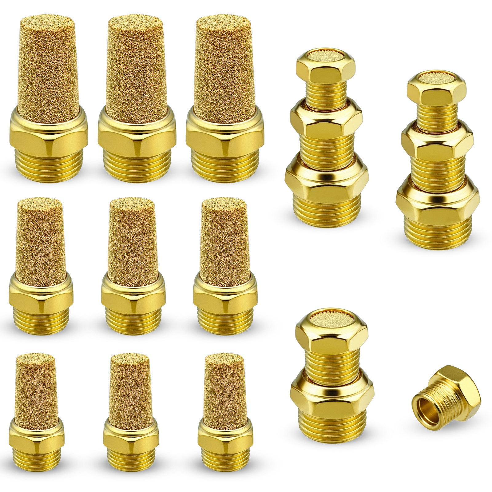 ADNEWX 소음기 원터치 공압 공기 금속 소음기 기계설비 실험실 가스관 공장용, 1세트 21,880원