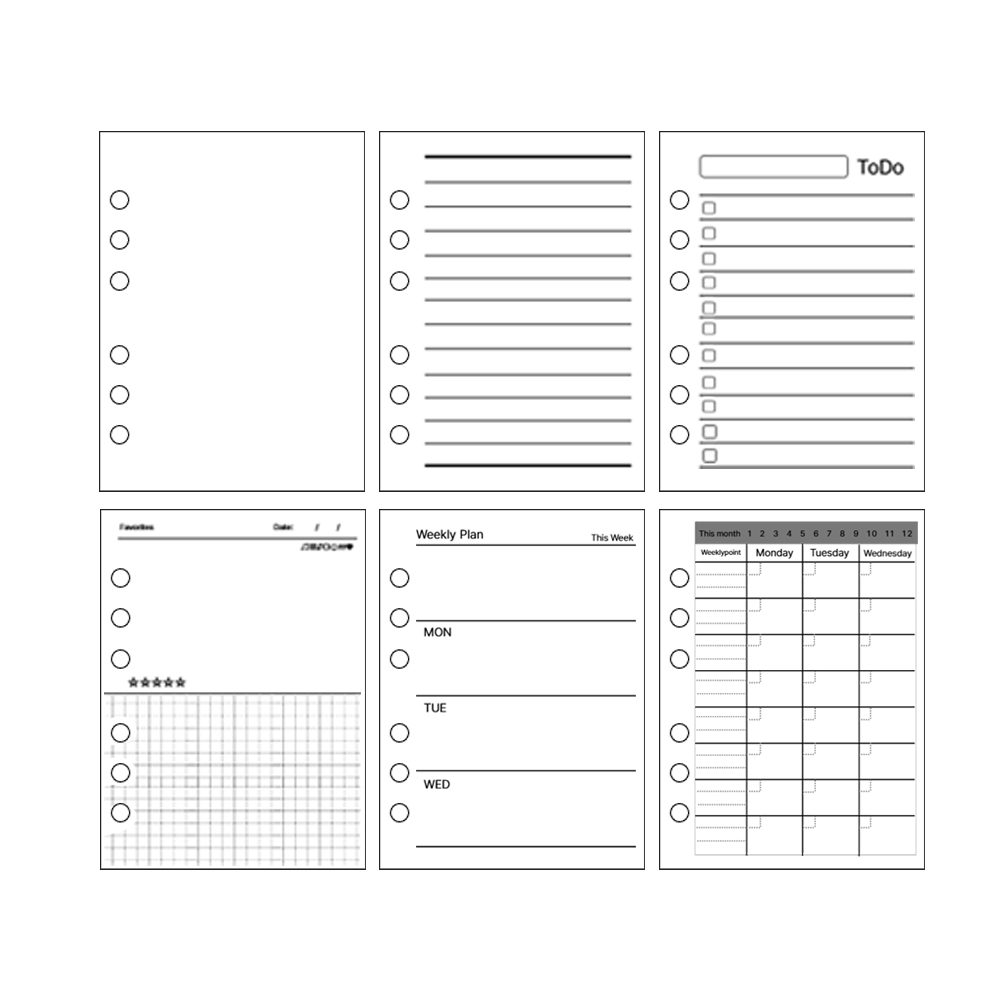 바이유즈 다이어리 만년 리필 6공 A5 속지, 45장 5,100원