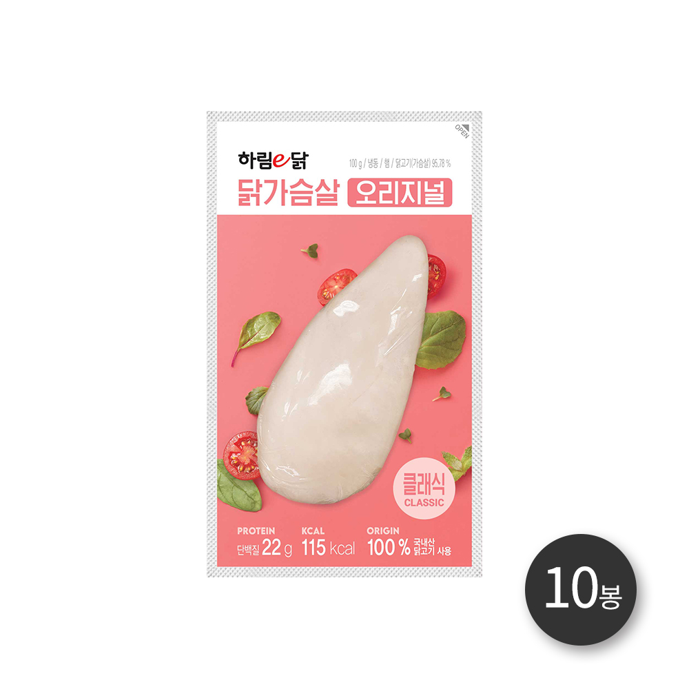 하림e닭 닭가슴살오리지널, 100g, 10개 21,900원
