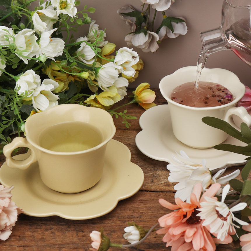 [쿡차 꽃잔 세트] 홈카페 꽃 찻잔 셋트 (엔틱 감성 커피잔 셋트) 18,000원