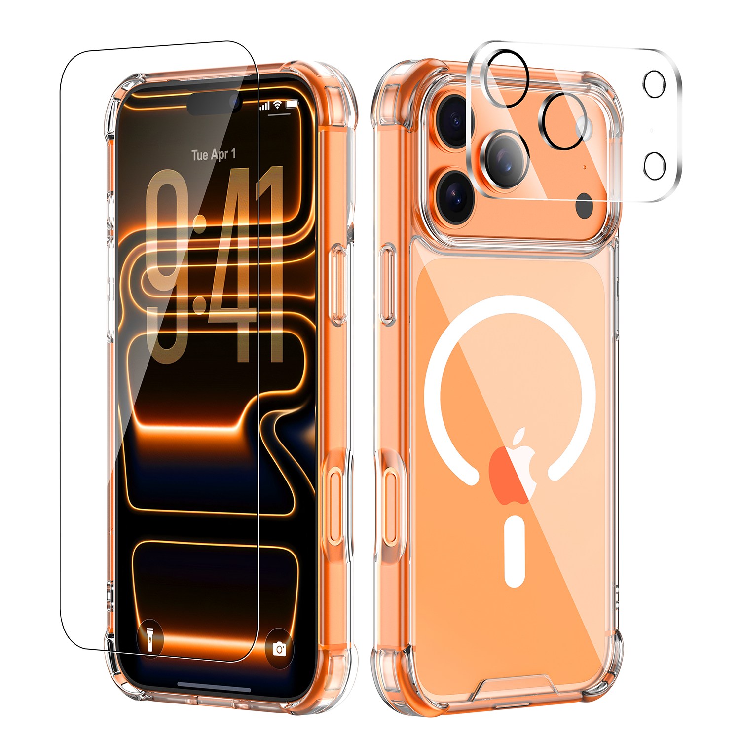 MEIMIOU 맥세이프 휴대폰 업그레이드 하드 범퍼 케이스+ 전면 강화유리 필름 + 카메라 보호필름 세트 26,980원