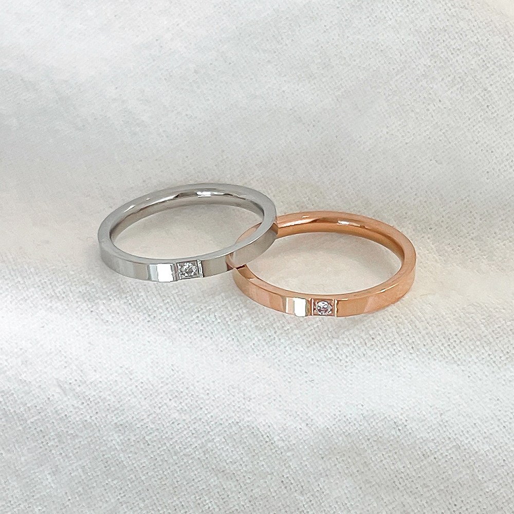 띵니 써지컬스틸 슬림 원큐빅 커플반지 커플링 각인커플링 각인커플반지 9,900원