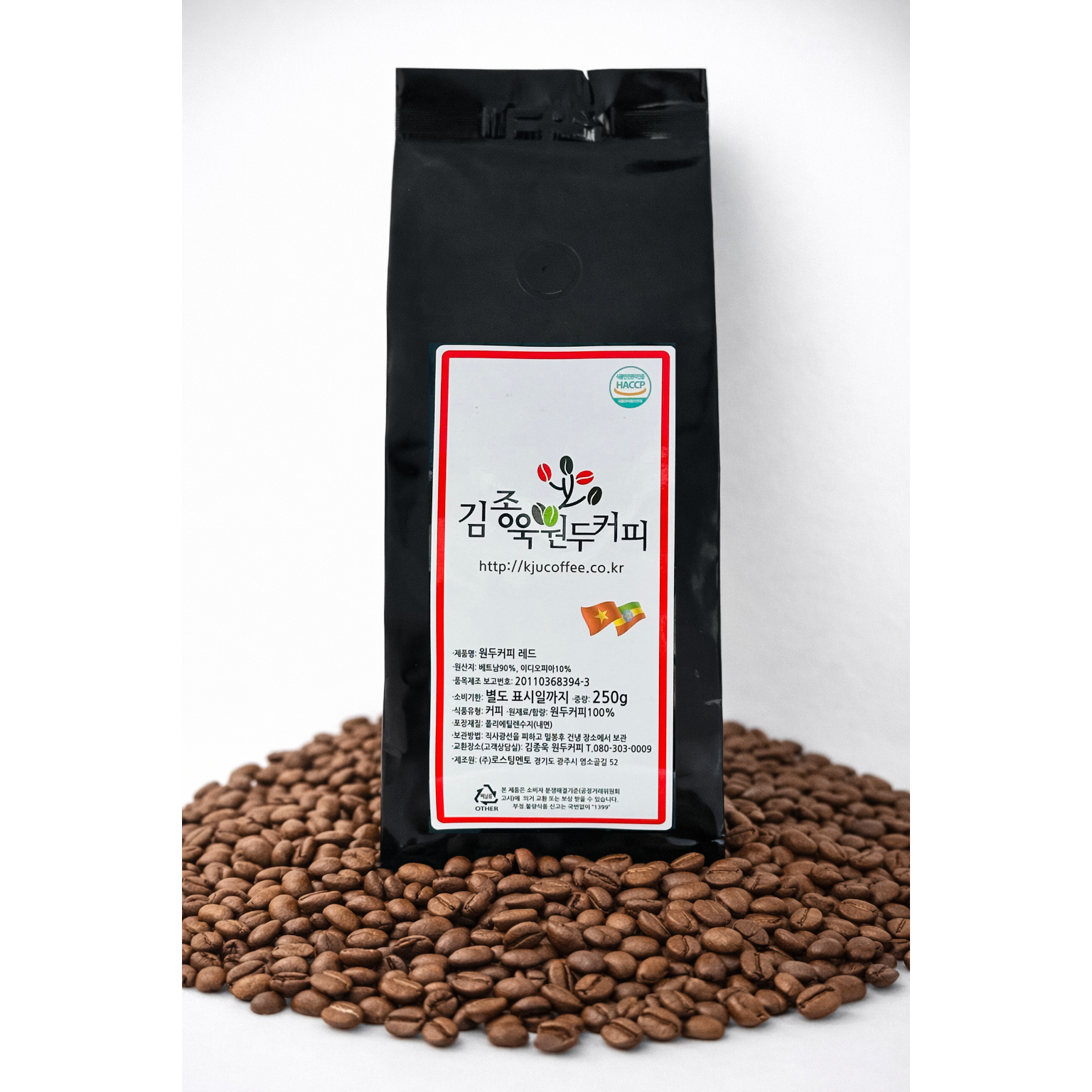 [김종욱원두커피] 레드 베트남 블렌드 원두 고소한 로브스타, 1개, 250g, 홀빈(분쇄안함) 12,000원