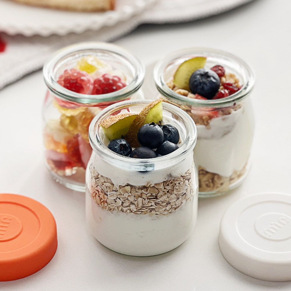 헥사 헥사 실리콘뚜껑 요거트 유리병 우유병 150ml 8P 3컬러 푸딩 우유병 미니 15,700원