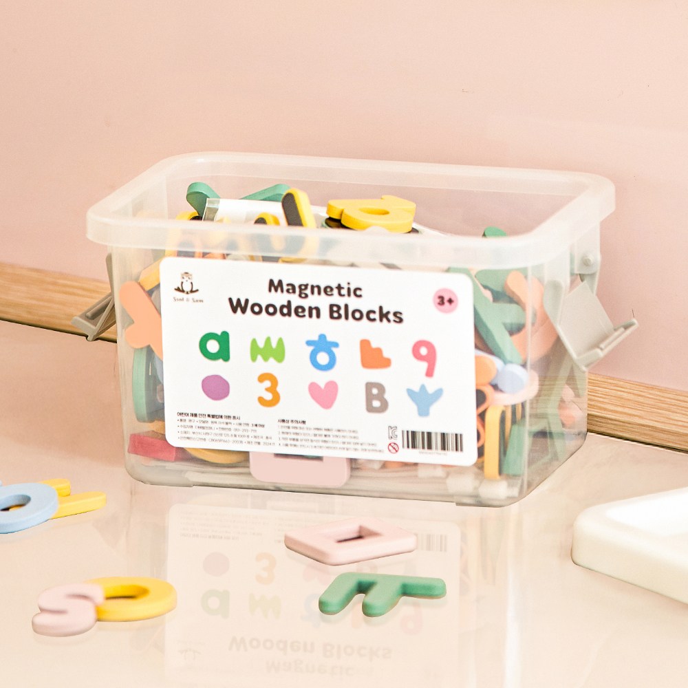 쏠앤샘 파스텔 알파벳 한글 숫자 원목 자석 블럭 유아 아동 어린이 교구, 1세트 39,900원