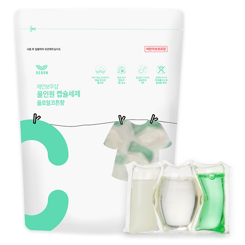 레인보우샵 올인원 캡슐세제 플로럴코튼향, 45개입, 1개 12,000원