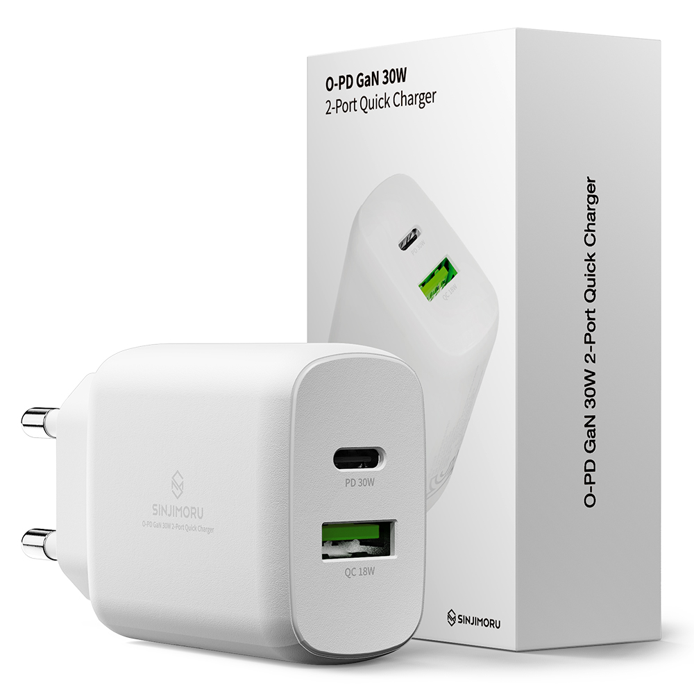 신지모루 초고속 30W O-PD GaN 듀얼포트 PPS PD 충전기, 화이트, 1개 11,150원
