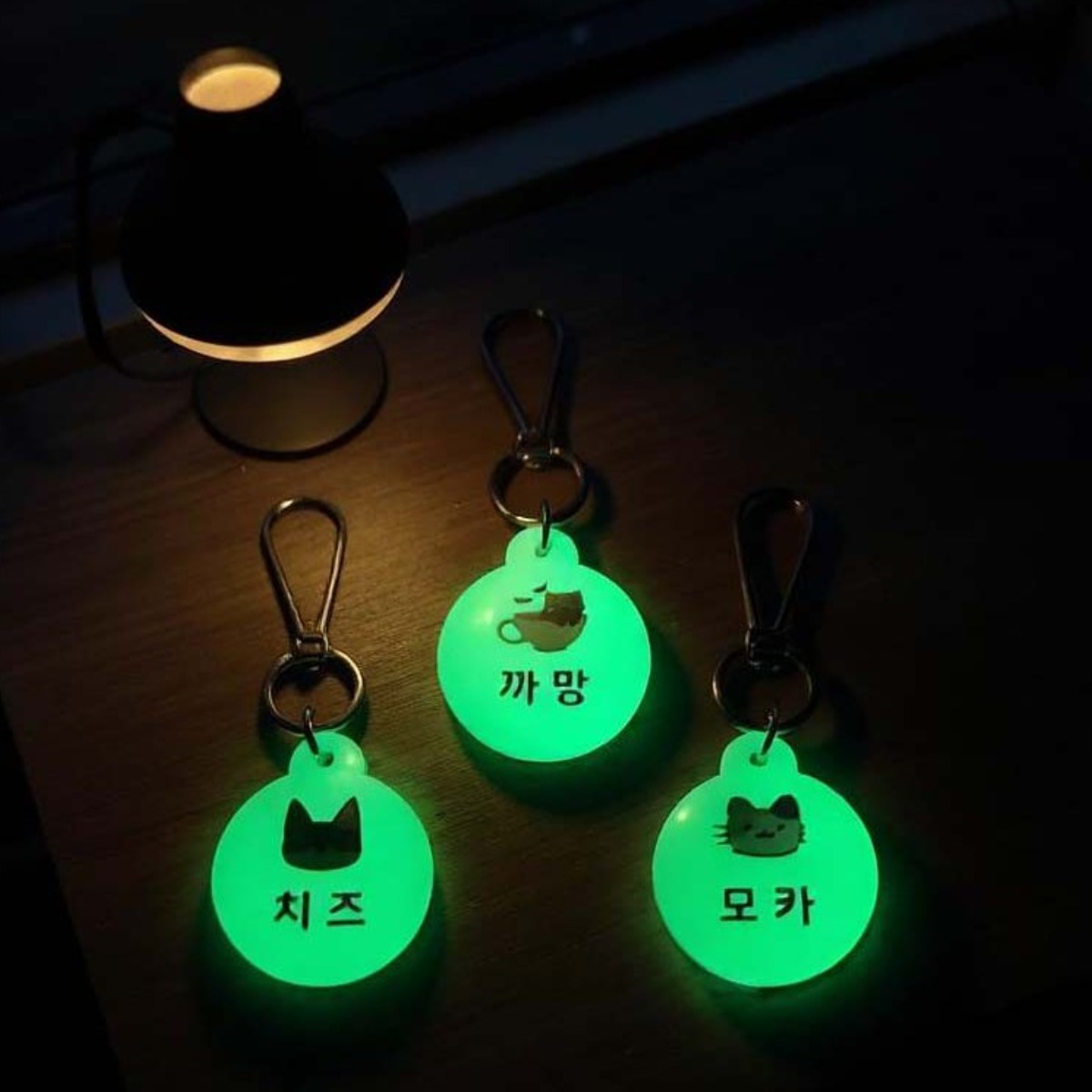 [블루나 디자인스튜디오]고양이 야광 네임택 목걸이 인식표 이름표 네임텍 반려동물 이름표 이름키링 11,890원