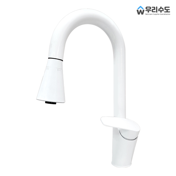 우리수도 거위목 화이트 주방원홀 싱크 수도꼭지 싱크수전 씽크대, 1개 85,500원