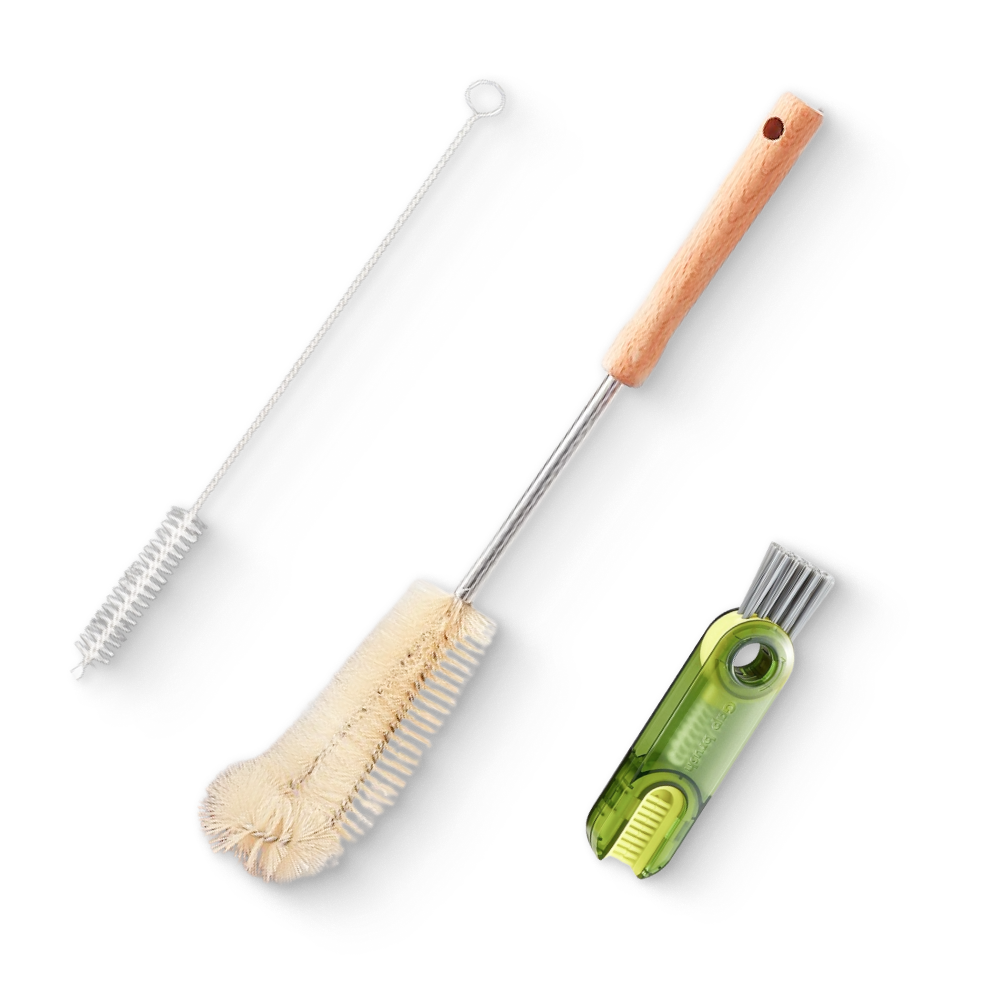 에크나 텀블러 물병 세척 솔 틈새 브러쉬 3종 세트, 1세트, 심플 베이지 우드톤 12,000원