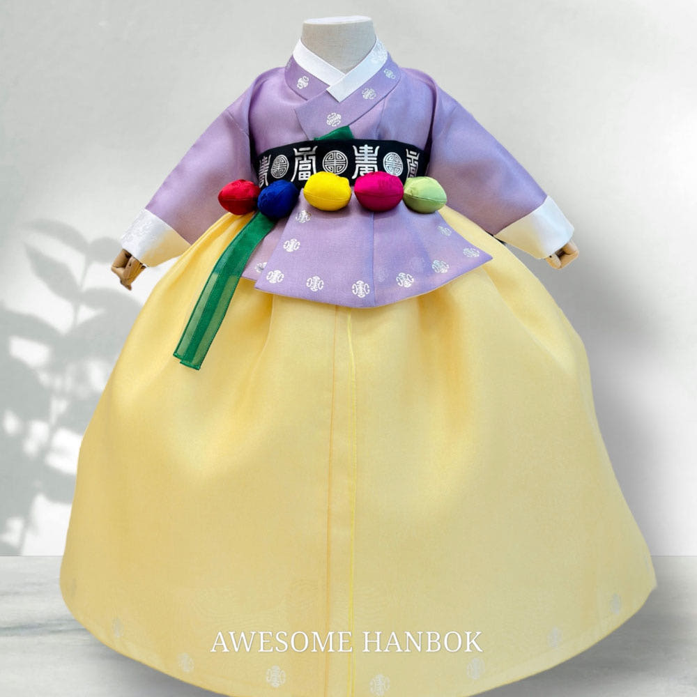 어썸한복 자윤 연보라노랑 은박 여아한복 70,000원