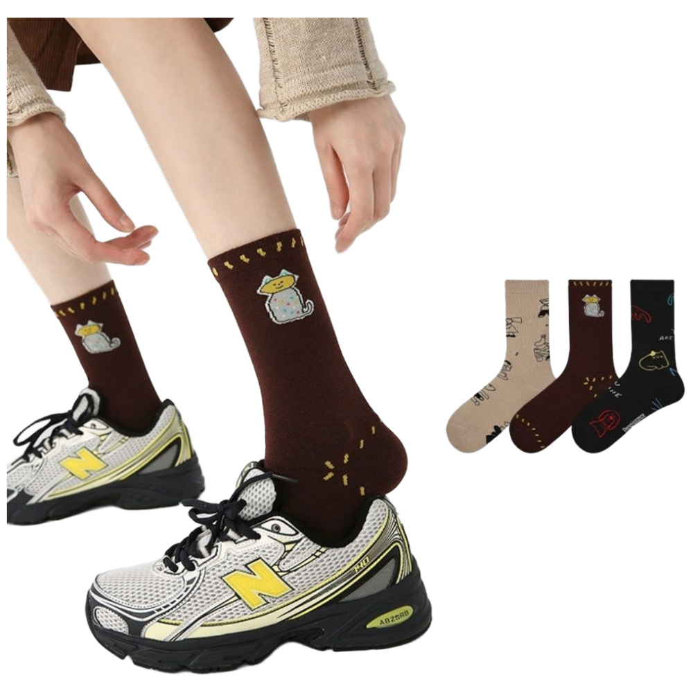 Hello Weekend 여성 귀여운 봄여름 양말 중목 양말 장목 양말 중목 양말 운동 패션 순면 양말 3족 세트 24,990원