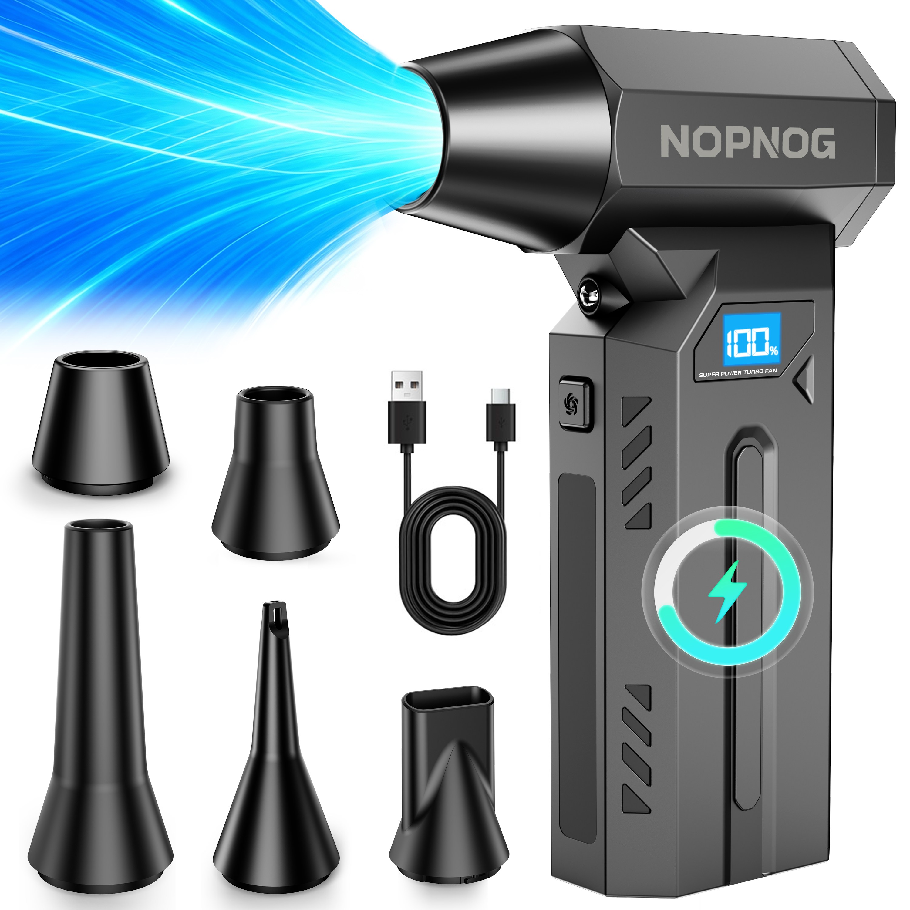 Z7 4단계 터보 제트 블로워 무선 에어건 초고속 140000RPM LED 조명 & 배터리 잔량 표시 휴대용 포켓 사이즈 캠핑/자동차 세차/청소용 24,290원