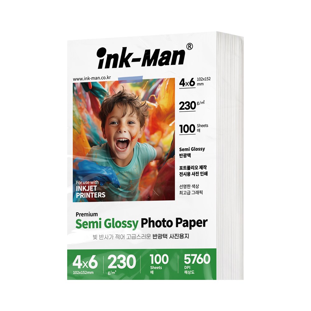 잉크맨 반광택 사진 인화지 포토용지 4x6 / 5x7 / A4 / 11R / A3, 230g 11,000원