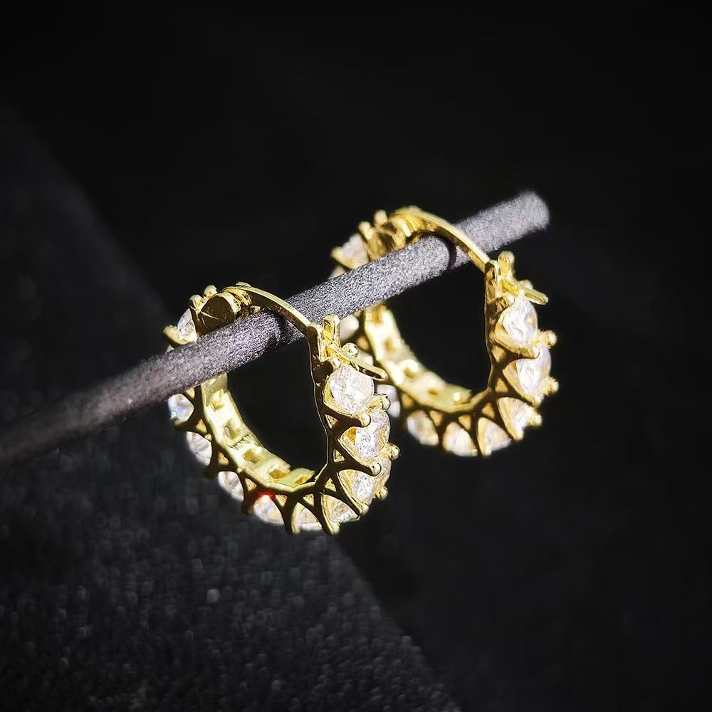 NXNA 여성 14K 도금 골드 귀걸이 GRA 인증서 엑설런트등급 모이사나이트 5A 지르콘 세팅 U라인 귀걸이 CS-ED022 103,420원