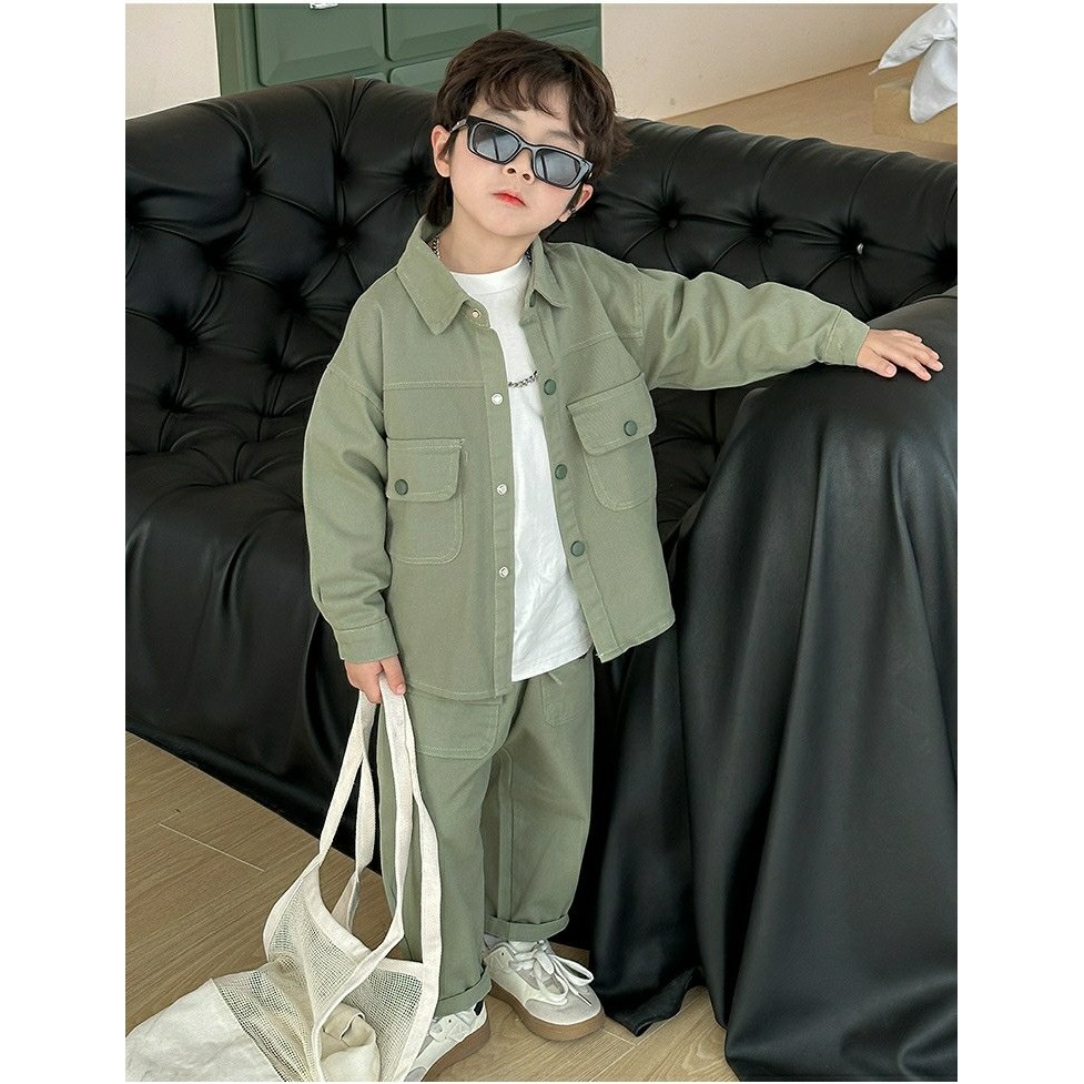 뿜이네 키즈남아 상하세트 정장세트 하객룩 촬영룩 나들이룩 등원룩 행사룩 남방셔츠 카키상하세트 카키남방 카키바지 34,500원