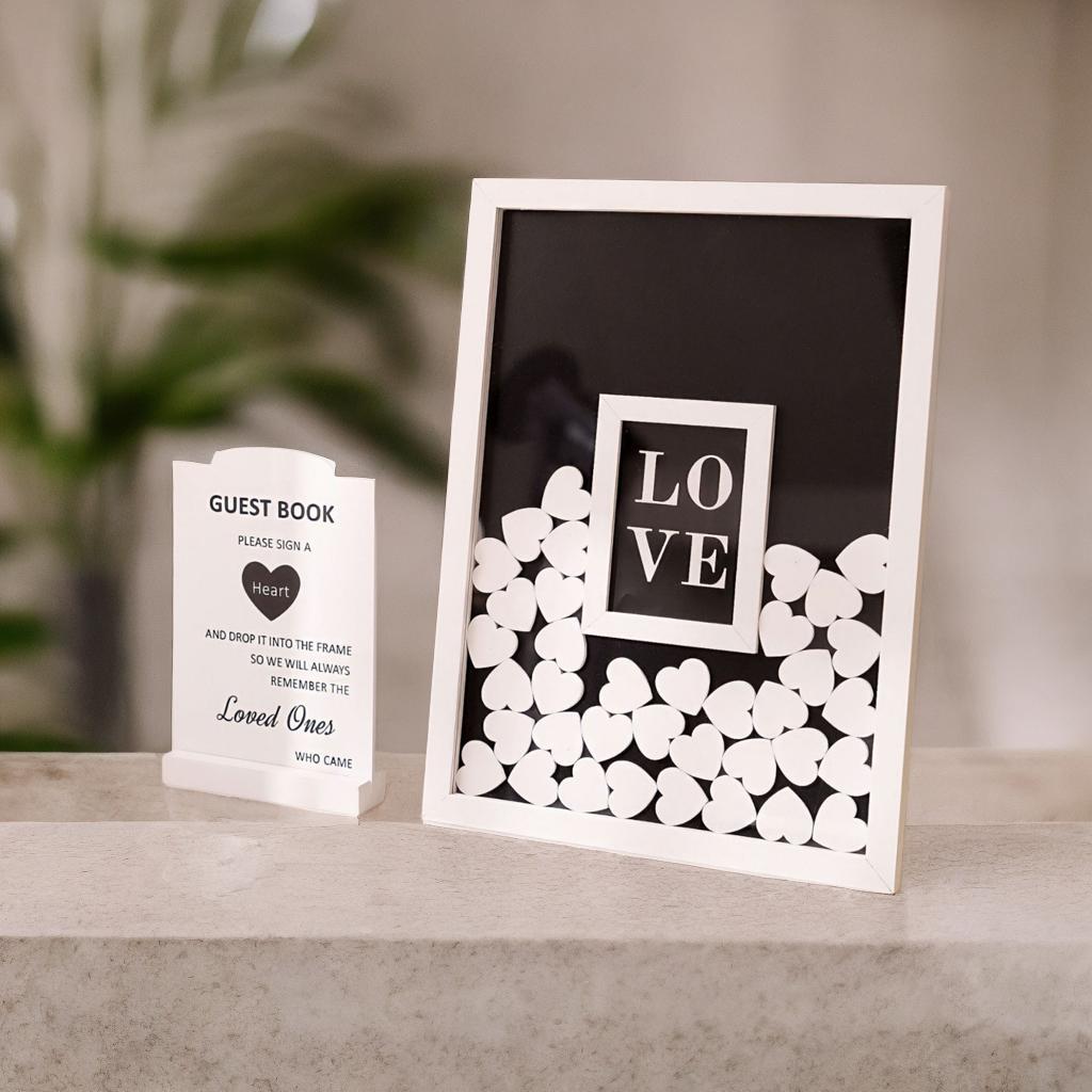 러블리썬 코인 방명록 액자 웨딩 결혼식 돌잔치 행사 서명 하트칩 소품, 1개 28,500원