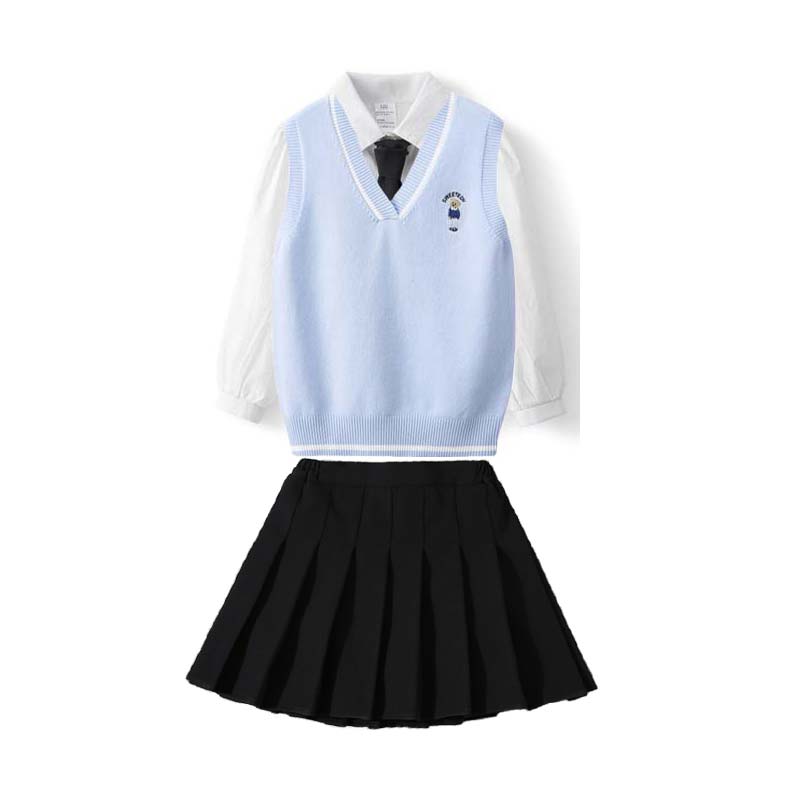 루비키즈 여아 유아 봄 가을 스쿨룩 흰셔츠 니트 조끼 블랙 스커트 상하 4종 세트 E136 52,800원