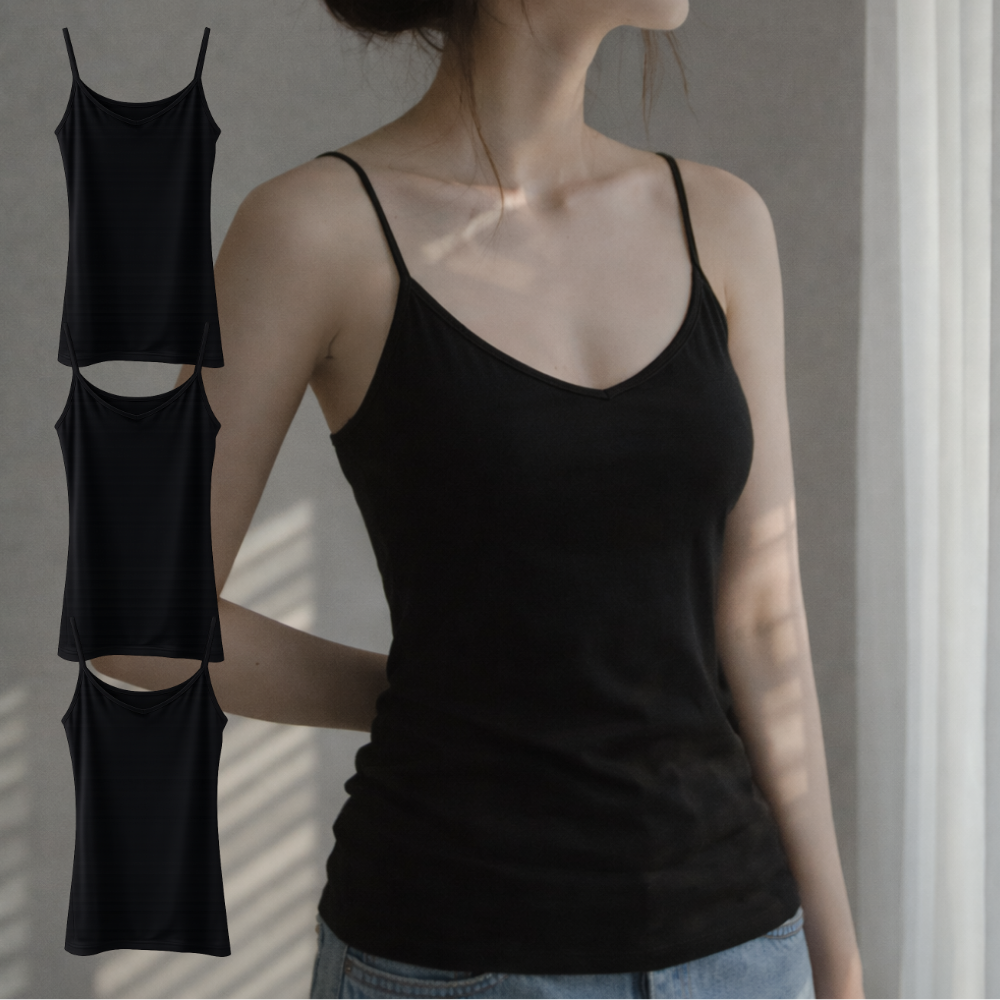 하트플로우 여성용 브이넥 소프트 스판덱스 민소매 기본 끈나시 1+1+1 19,600원