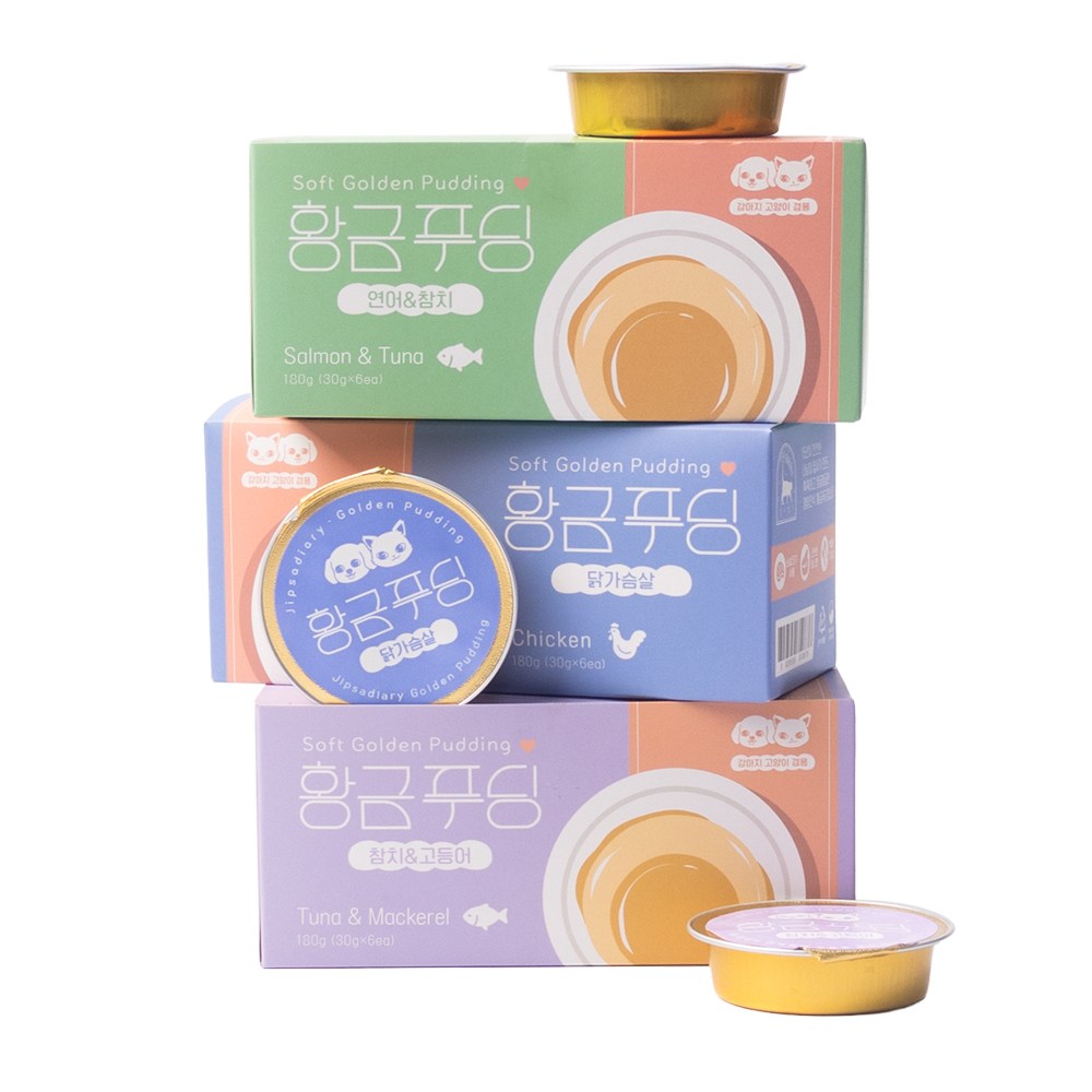 집사일기 황금푸딩 강아지 고양이 간식 미니캔 30g, 18캔, 혼합 23,900원