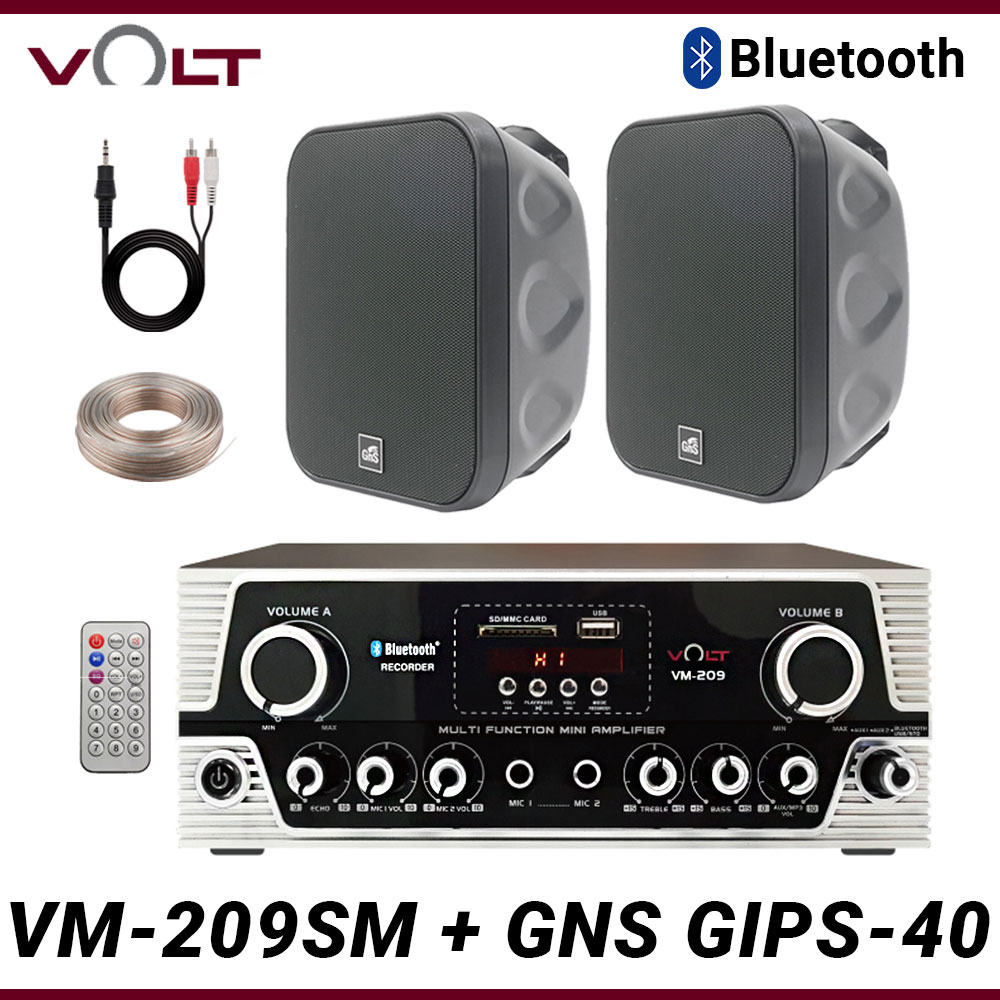 [사은품케이블] 2채널 블루투스 앰프 포터블 소형 미니 앰프 VOLT VM-209SM 4인치 패션 스피커 패키지 250,000원