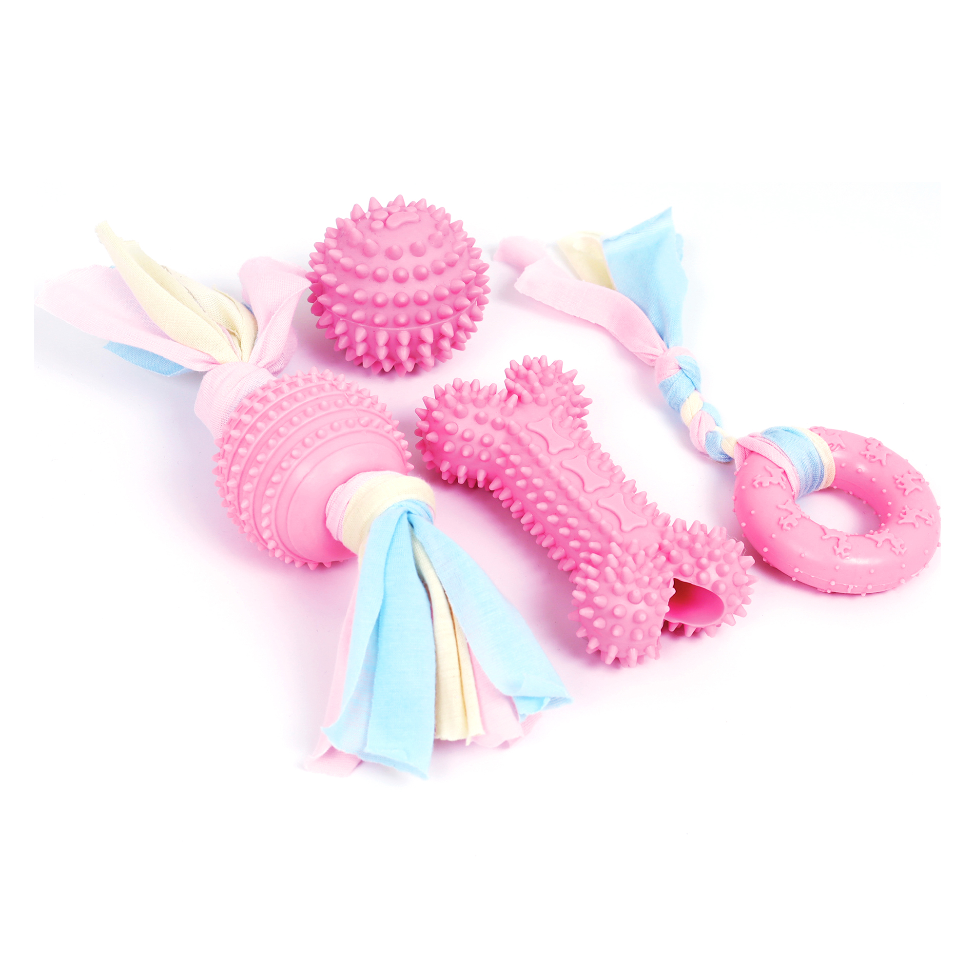 멍냥 강아지 마카롱 이갈이 고무 장난감 4종 세트, PastelPink, 1세트 8,500원