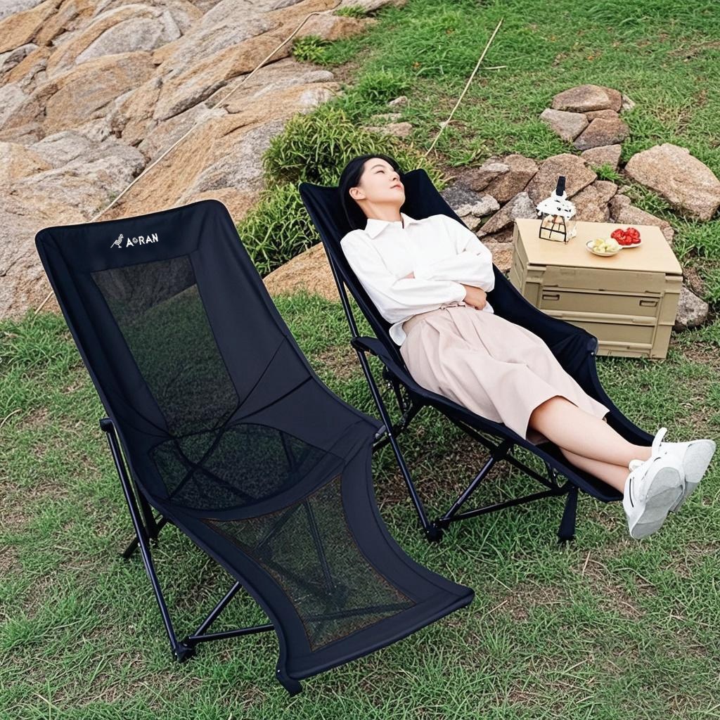 AORAN 캠핑의자 1+1 접이식 각도조절 경량 무중력의자, 2개, 흑백 이중 통풍망 62,800원
