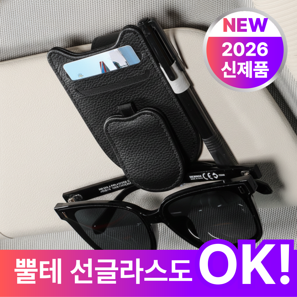 더마르 차량용 선글라스 거치대 클립 홀더 자동차 선바이저 카드포켓, 1개, 매트블랙 15,900원