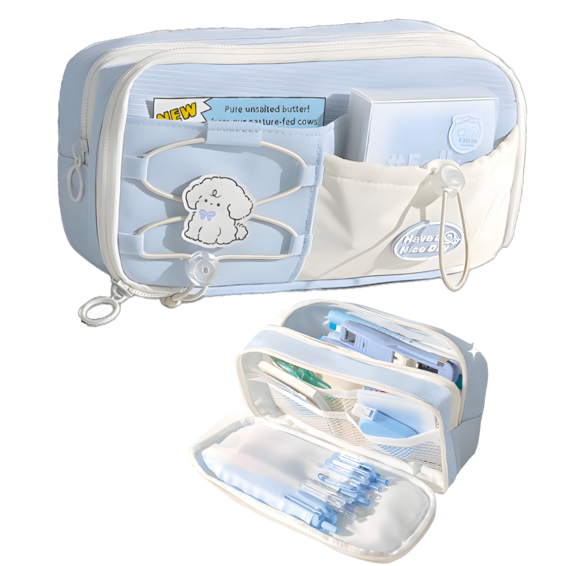 BDYP 가벼운 대용량 필통 패브릭 펜 파우치, 1개, 하늘 10,900원