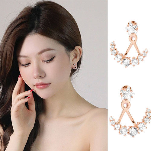 NXNA 14K 골드 도금 귀걸이 여성 고급스러운 귀걸이 GRA인증서 엑설런트등급 모이사나이트 5A 지르콘 여성 달 멀티 이어링 액세서리 로즈 CS-ED036 108,590원