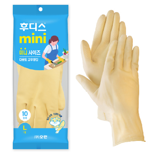 오런 후디스 고무장갑 미니 10P, 아이보리, 대(L), 1세트 6,980원