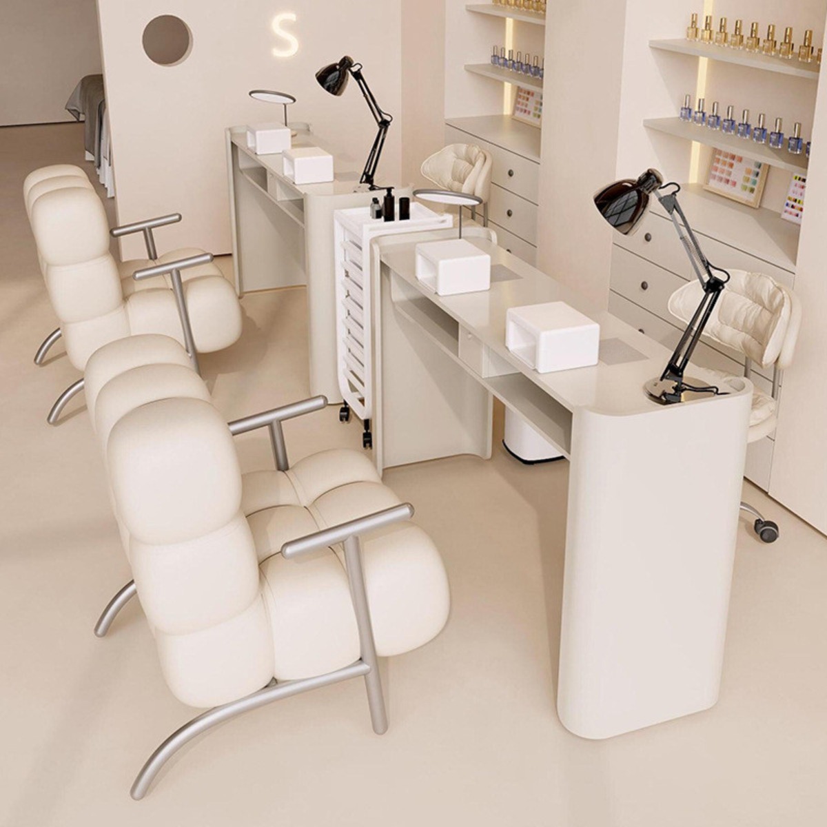 네일 아트 테이블 세트 네일샵 시술대 가구 인테리어용 디자인 의자 포함 뷰티샵 작업대 활용도 높은 실용적 구성 1,671,200원