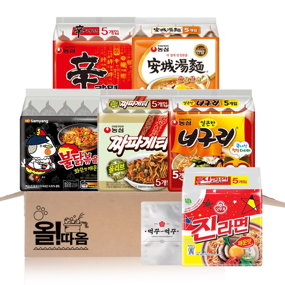 농심 삼양 오뚜기 멀티라면기획 (신라면5+안성5+너구리5+짜파5+진매5+불닭5)+라면사리1, 31개 32,980원