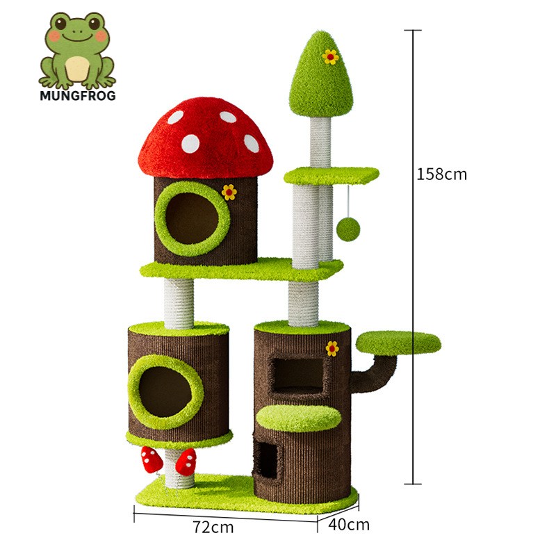 MUNGFROG 버섯집 고양이 캣타워 클라이밍 놀이터 프레임 + 스크래쳐 + 고양이장난감 멀티 다기능 189,800원
