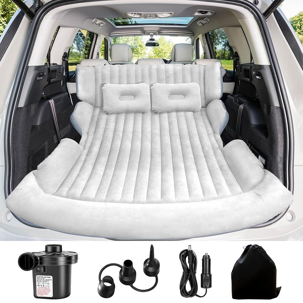 AearKing SUV 에어 매트리스, 두꺼운 자동차 트럭용 베개 2개 및 펌프가 있는 양면 공기 주입식 침대, 캠핑 매트리스 뒷좌석, SUV용 침대 108,300원