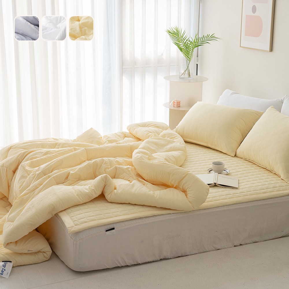 국산 리빙캐슬 구름 알러지케어 마이크로워싱 차렵이불 + 패드 세트, 현재가 71,800원