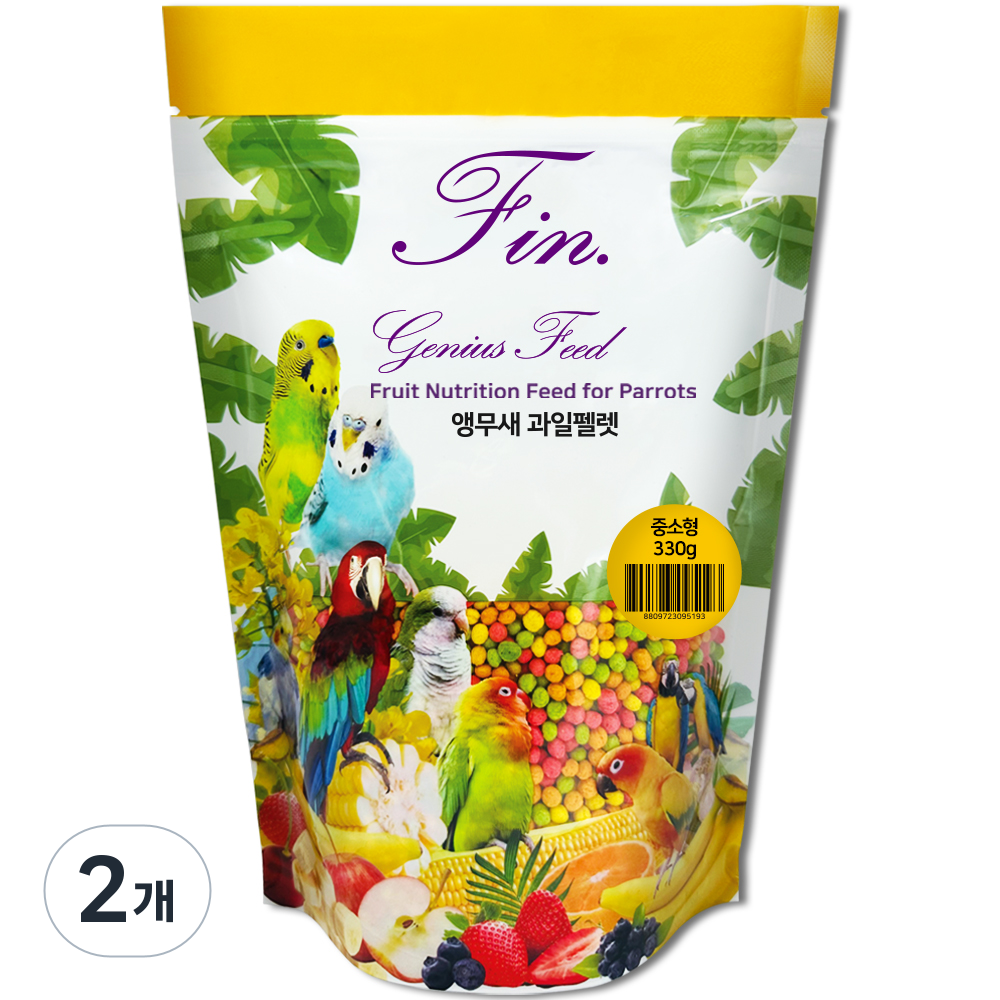 Fin 지니어스 피드 후르츠뉴트리션 과일펠렛 중소형 앵무새 사료 9,000원