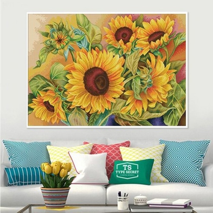 실십자수 도안세트 해바라기 돈들어오는 꽃 풍경 명주실 무명실 자수도안, 50 X75cm, 1개 22,890원